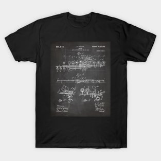 Flute Patent - Musician Art - Black Chalkboard T-Shirt